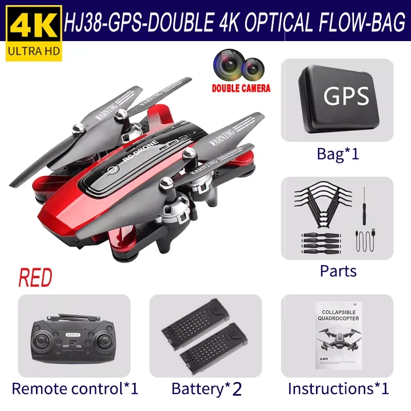 

Дрон HJ38 с GPS, Wi-Fi, Квадрокоптер, вертолет, камера 4K, складной Дрон с удержанием высоты, Радиоуправляемый Дрон с камерой, FPV, широкий угол обзора ...