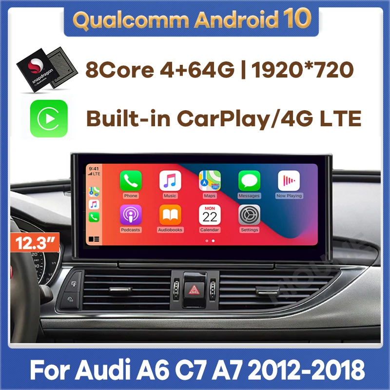 Автомагнитола 10 25 дюйма/12 3 дюйма Snapdragon Android мультимедийный плеер GPS-навигация для