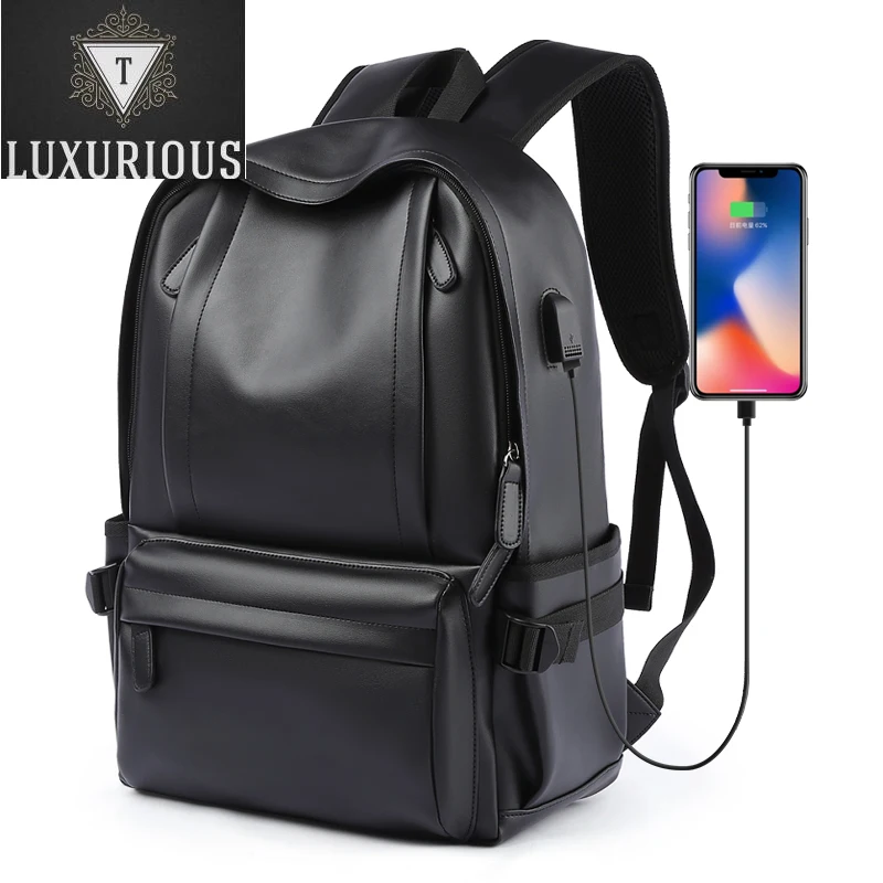 

2024 Hot Sale Waterproof 14 Inch Laptop Backpack Men Leather Backpacks for Teenager Travel Casual Daypacks Mochila Male