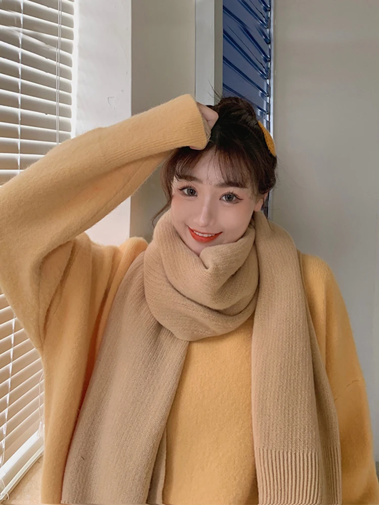 

2022 Imitation Cashmere Women Scarf Solid Scarve Thick Wrap Shawl Pashmina Lady Mujer Echarpe Hiver Pareo Bufandas Stoles Hijab