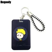 little prince navy blue anime lanyard credit card id holder bag student women travel card cover badge car keychain decorations