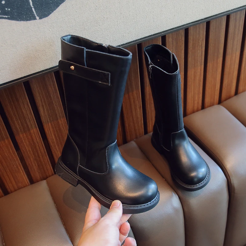 

Японские повседневные ботинки для девочек, зимние Новые однотонные ботинки с круглым носком и боковой молнией, 2022, ботинки принцессы для по...