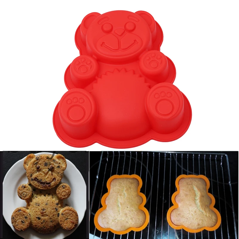 

1Pc Bear Shape 3D Silicone Cake Mold DlY Cartoon Baking Tools Bakeware Maker Mold Tray Baking Cake Moulds