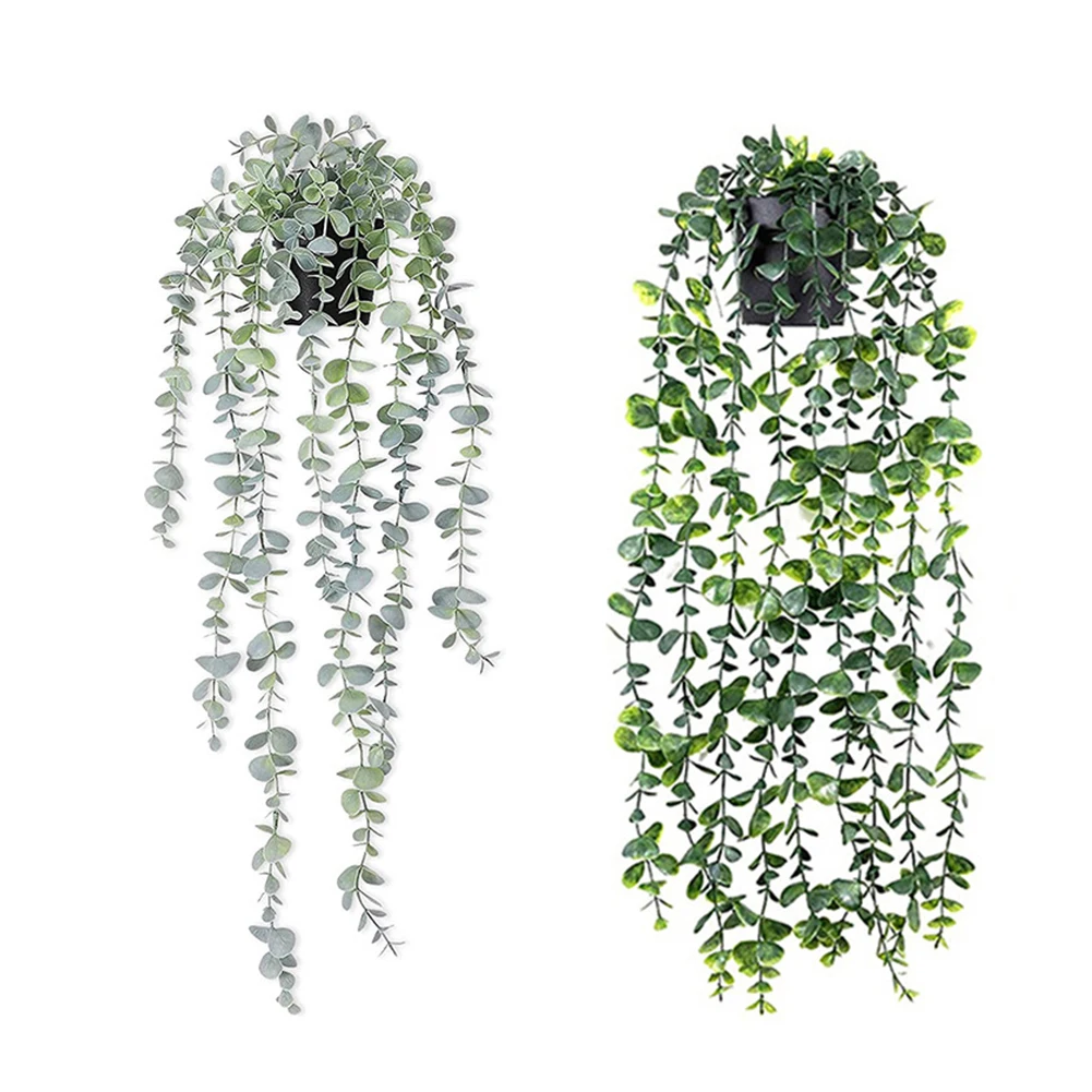 Artificial Vine Artificial Green Hanging Vine Potted Plant  In/Outdoor Shelf Decor With Pot Home Garden Wall Party Decoration