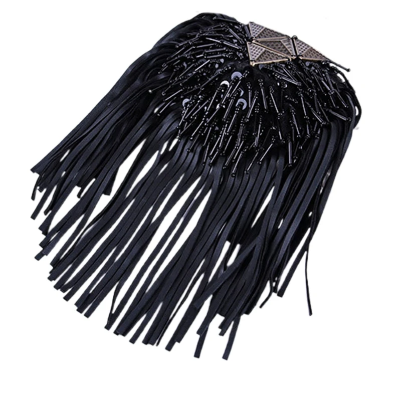 

Leather Chain Shoulder Patches Motifs Fringe Tassel Epaulets Shoulder Brooches 918F