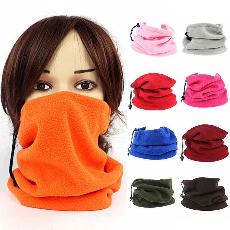 

Solid Color Unisex Winter Fleece Neck Gaiter Warmer Drawstring Windproof Face Cover Cycling Multifunctional Infinite Scarf Tube