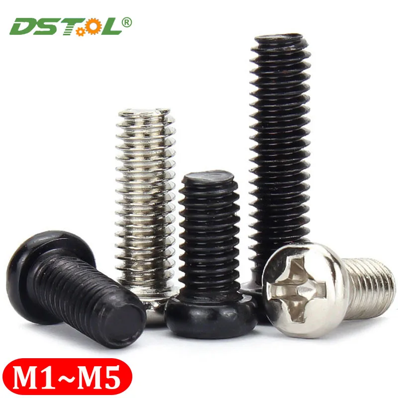 

GB/T818 Phillips Cross Recessed Pan Head Self-Tapping Screw Black Nickel Plated/Carbon Steel Round Head End Small Bolts M1-M6