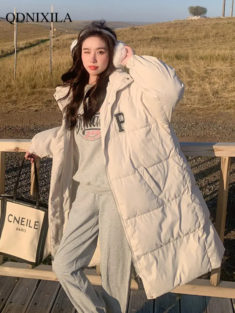 Down Jacket Female Winter 2022 Female Clothing Coat Medium Length Korean Style Loose  Long Down Jacket Women's Winter Jacket