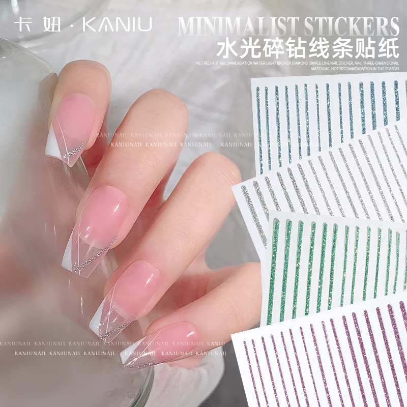 

1 Sheet Line Nail Art Stickers Shinning Nail Decals Heart Manicure Diamond Nail Wraps Silver Line DIY Accessories Pro Saloon Set