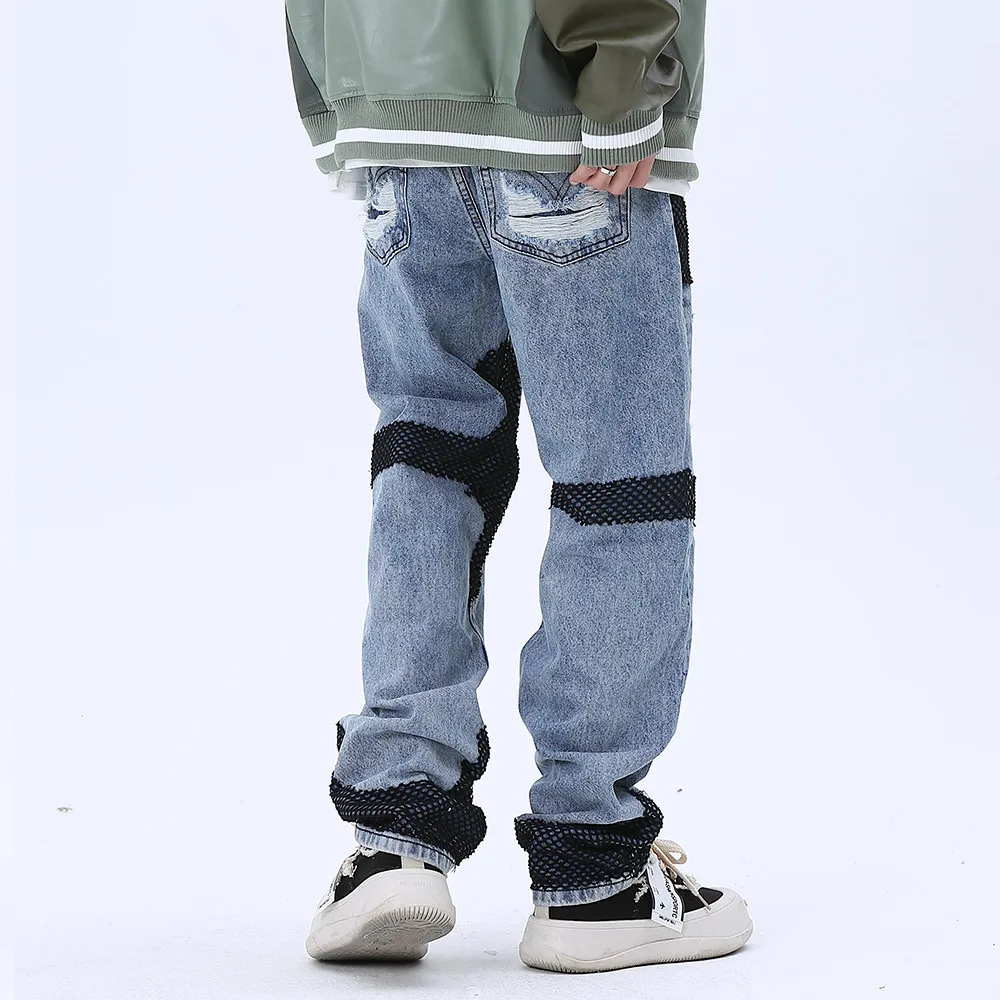 Vintage distressed jeans for men HIP HOP y2k men’s jeans cargo pants men ripped jeans Destroy Wash jeans men