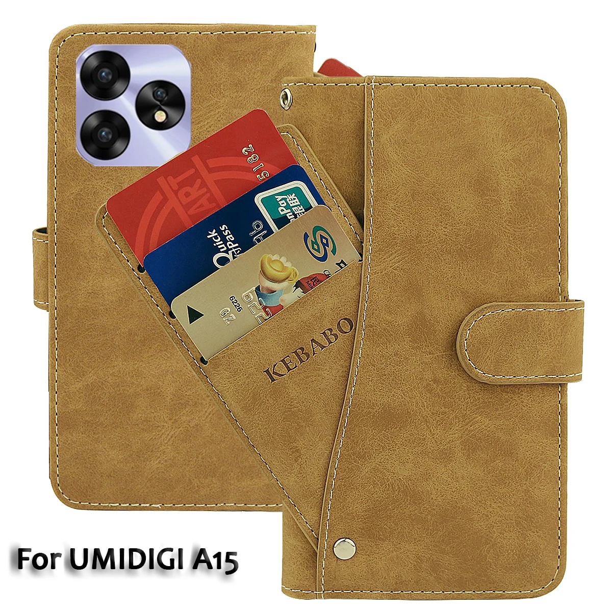 

Vintage Leather Wallet UMIDIGI A15 Case 6.7" Flip Luxury Card Slots Cover Magnet Phone Protective Cases Bags