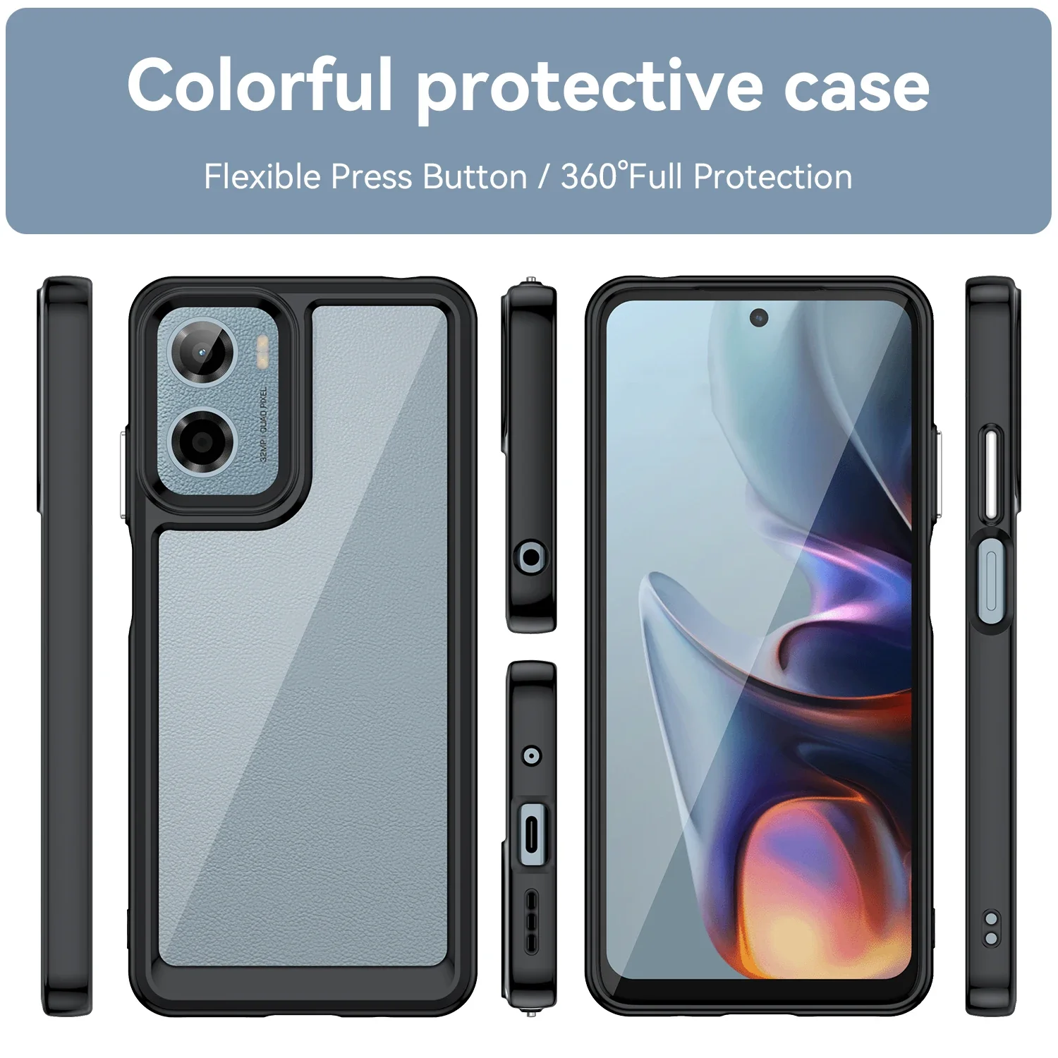 Прозрачный красочный чехол из ТПУ для телефона Motorola Moto E15 G05 G15 Power G35 G55 G75 G85 5G