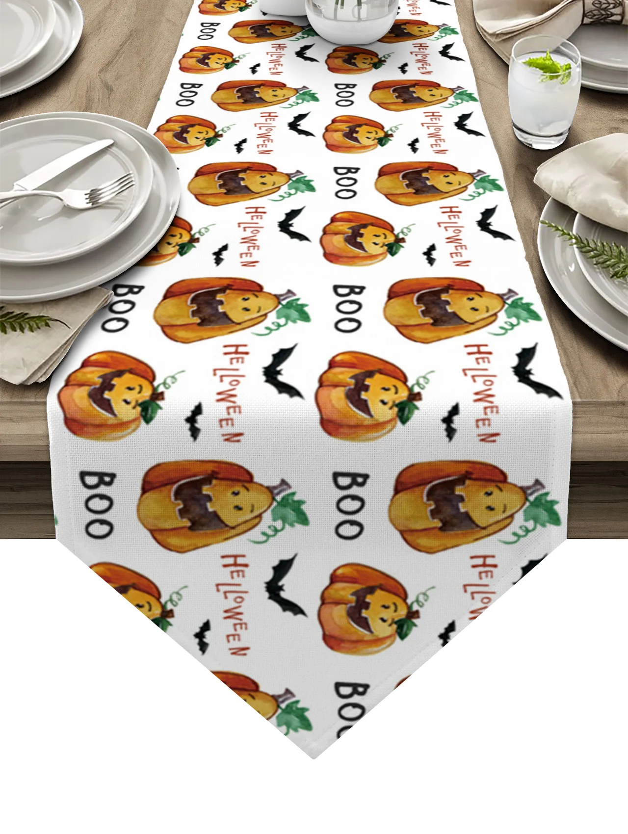 

Table Runners Home Kitchen Dining Tablecloths Wedding Table Decoration Table Runnerhalloween Pumpkin Tile Bat