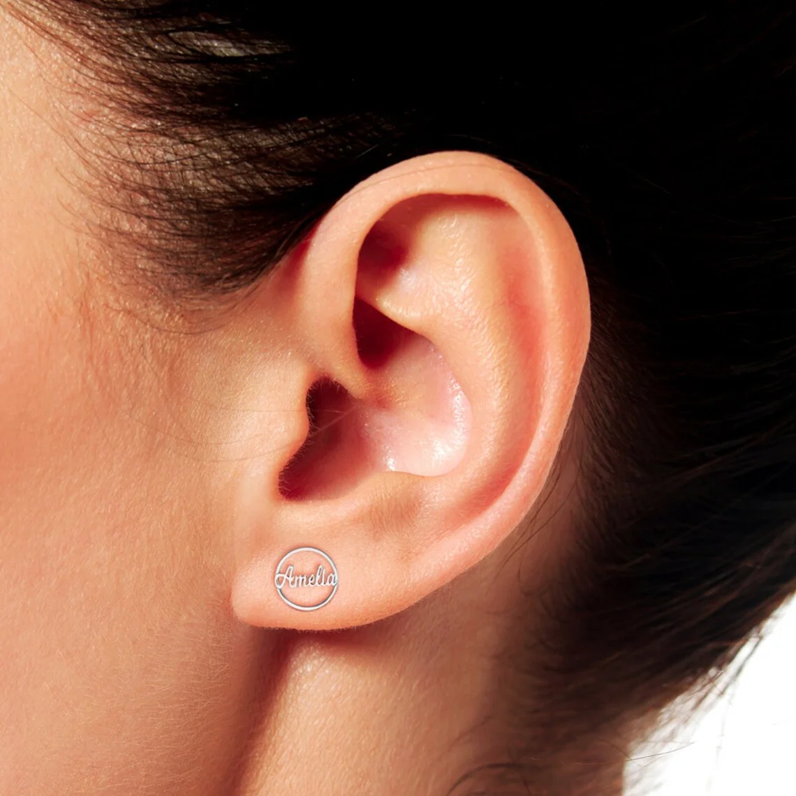 Heart Name Earrings for women Personalized Circle Name Earrings Stud Name Earrings  Unique Gift For Her