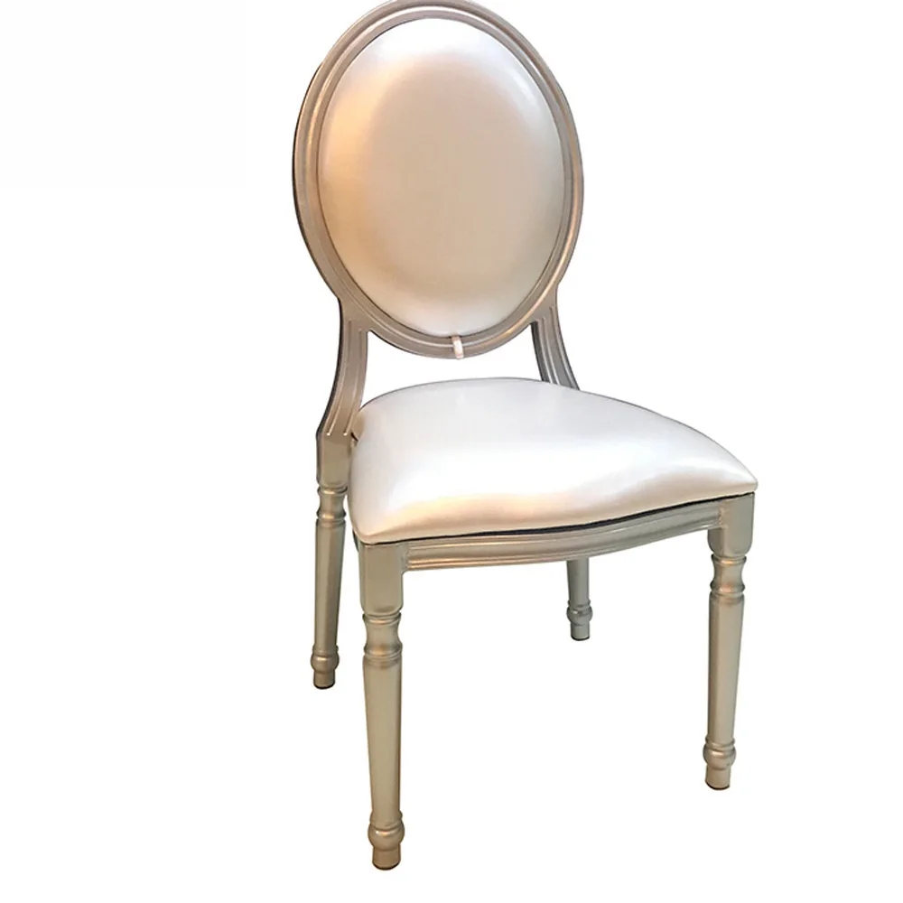 Metal Round Back Dining Chair Hotel Wedding Backrest Chair Seat Detachable