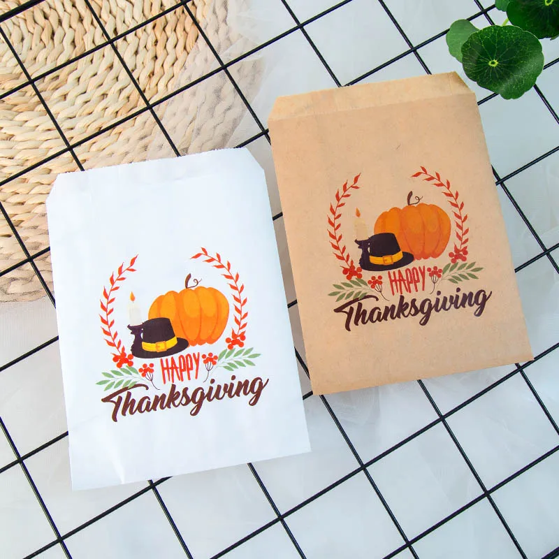 

Happy thanksgiving favor bag Holiday party cookie bags 13x18cm Candy bag 25pcs Kraft bag-NPZD20230906009