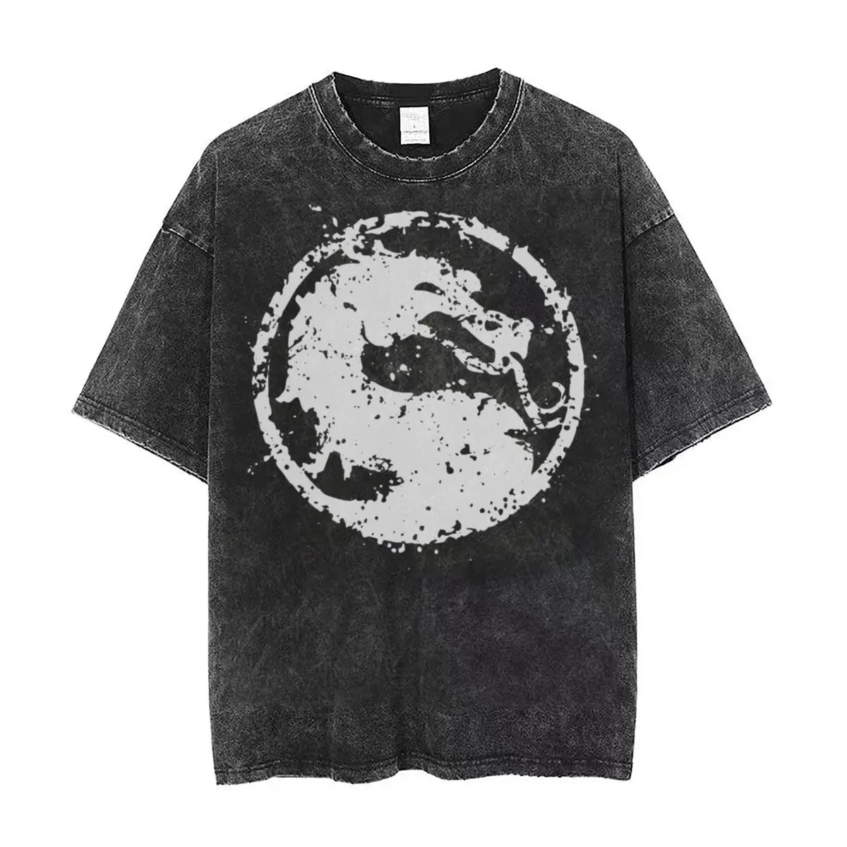 

Washed T Shirts Mortal Kombat Hip Hop Vintage T-Shirt Oversize Sub Zero Fighting Game Streetwear Printed Tops Tees Men