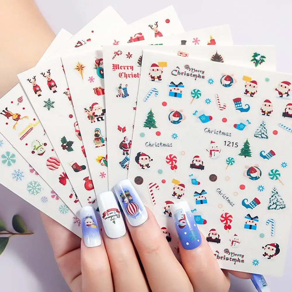

Snowman Santa Claus Christmas tree Nail Art Xmas Ornament Christmas Nail Stickers Nail Decals Manicure Decorations