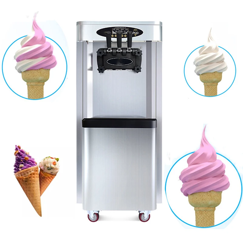 

Color Soft Ice Cream Machine 3 Flavors Vertical Commercial Cone
