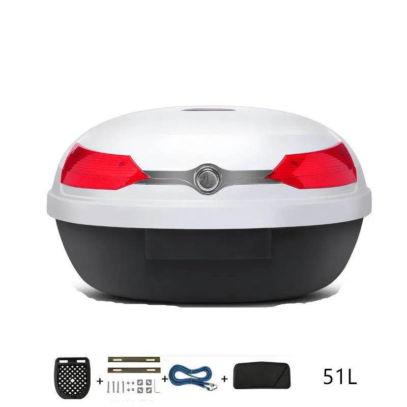 

Большой ящик для заднего багажника мотоцикла 51L, роскошный ящик, чехол для хранения электронного двигателя с аксессуарами для установки, багажник для 2 шлемов