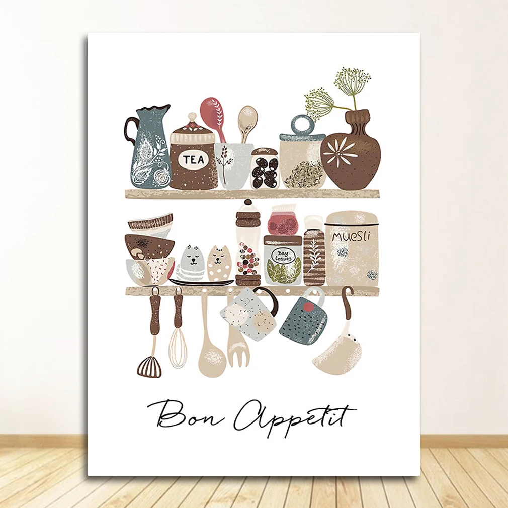 

Настенные панно для кухни, украшение дома, посуда, холст, картина, настенное искусство, скандинавский постер, печать, живопись, цитаты