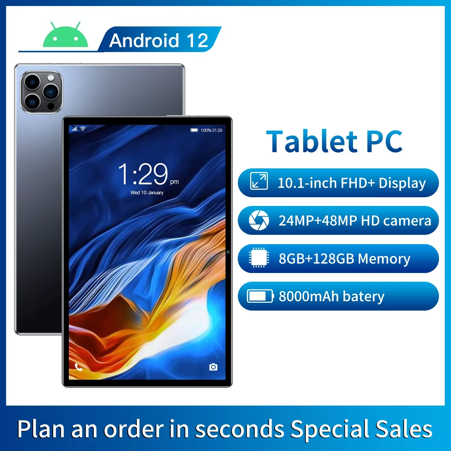 

Global Firmware Tab P11 /K11 2K LCD Screen MTK Octa Core 4G /6G 64G /128GB Tablet Android 12 Pad 10.1 inch