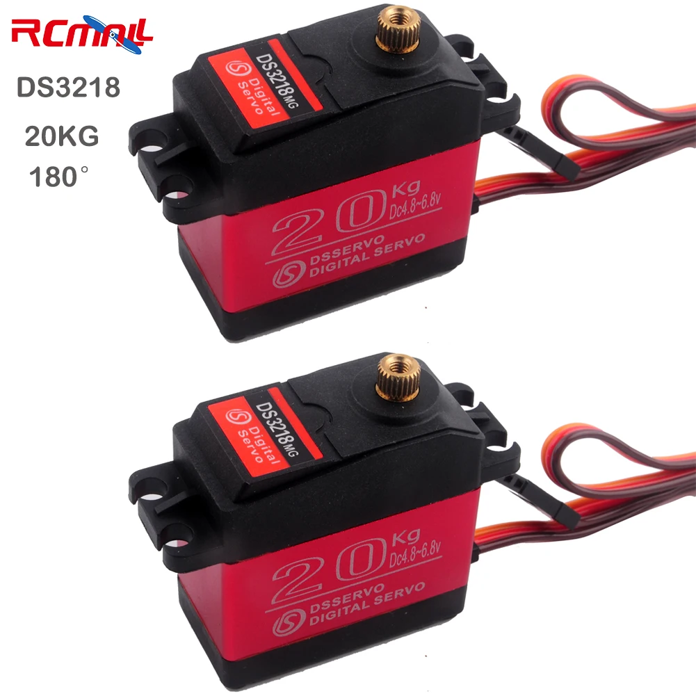 RCmall 2 шт. DS3218 цифровой RC сервопривод 180 градусов 20 кг большой крутящий момент металлическая Шестерня стандартная Водонепроницаемость с сервоприводом 25T