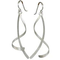 simple fashion curved line twisted geometric hook earrings vintage silver color metal handmade statement dangle earrings