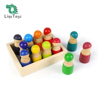 liqu toddler wooden toys 12 rainbow wooden people wooden pretend play for toddlers people figures shape montessori toys