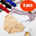 5 шт.лот женские бесшовные трусики, шелковое нижнее белье со средней талией для девочек, комплект женских трусов большого размера, простые трусики XL