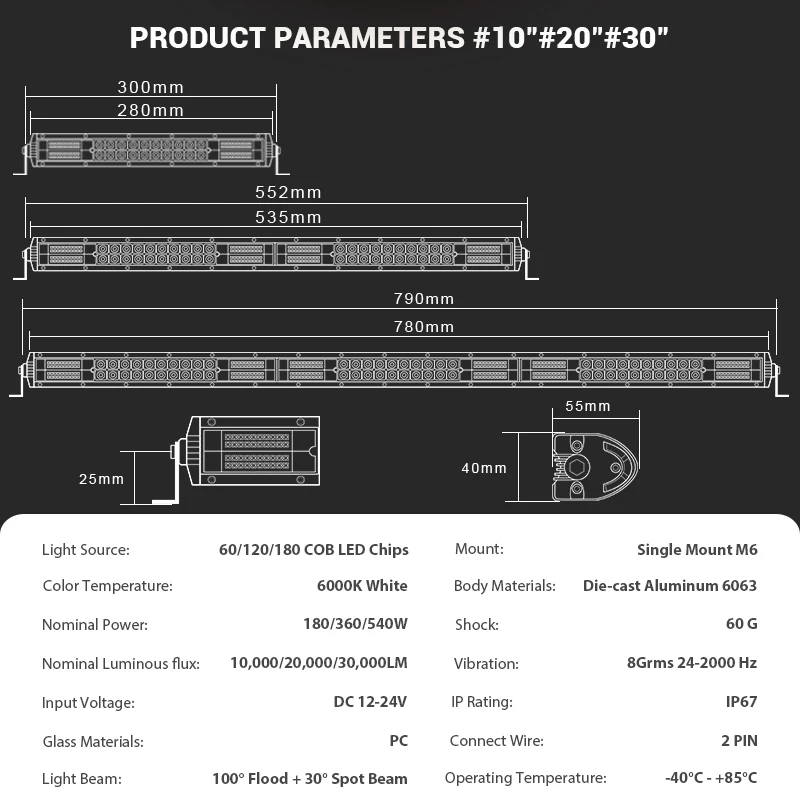 Узкий светодиодный брусок Slim LED длиной 20 дюймов, 10 пятен и затопление комбинированного луча Barra led для внедорожника 4X4, рабочей лампы 12V 24V, автомобильного фары.
