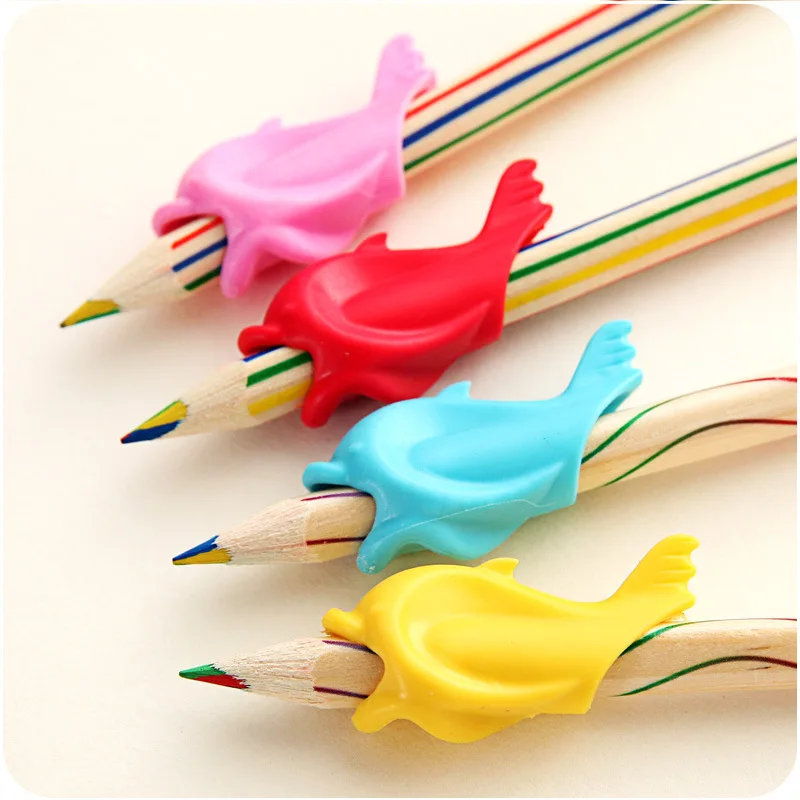 

5 Pcs Silicon Dolphin Fish Style Writing Posture Correction Children Students Pencil Pen Holder Best Price Wholesale