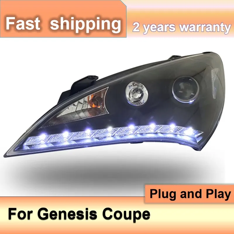 Car Styling for Hyundai Genesis Coupe Headlights 2009-2012 Genesis Coupe Head Light LED DRL Turn Signal High Beam Projector Lens
