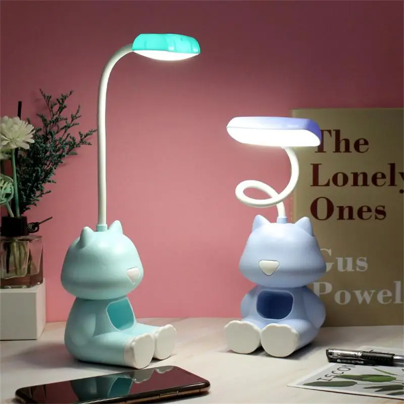 

Cute Small Table Lamp Student Desktop Cat Led Reading Table Lamp Mobile Phone Holder Usb Charging Lamp Night Lamp Kids Gift