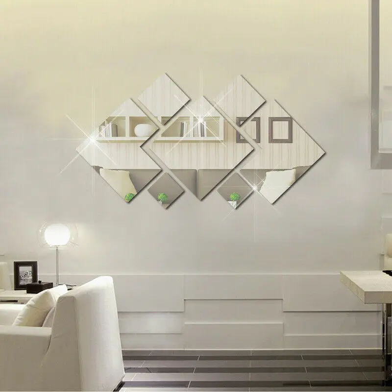 3D Mirror Wall Sticker diamond Acrylic Wall Sticker DIY TV Background Wall Living Room Bedroom Decoration Wall Sticker