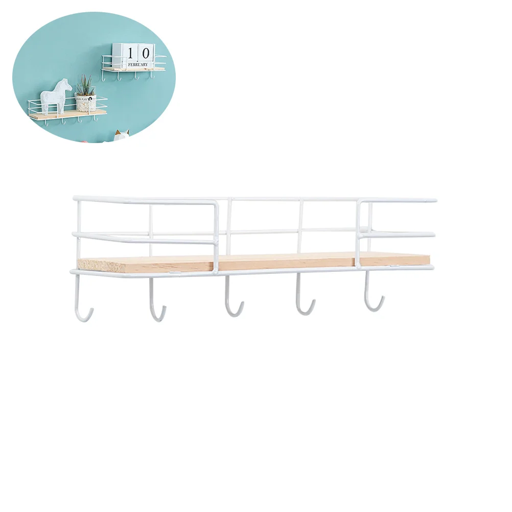 

Decorative Shelf Brackets Hanging Holder Simple Storage Racks Hooks White Wooden