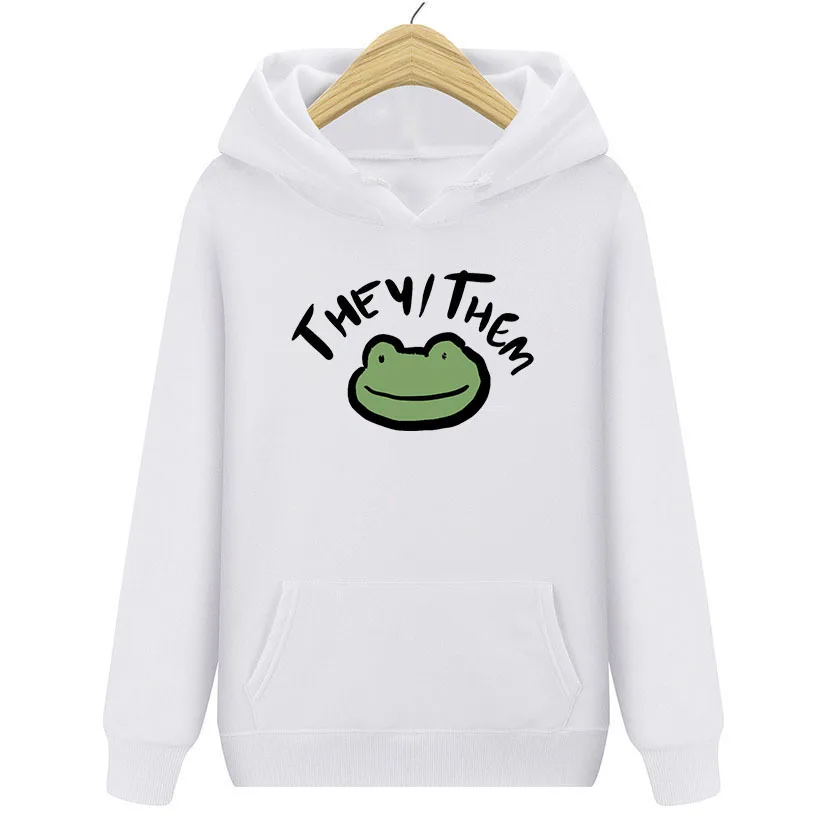 

Fashion Fleece Woman Hoodies Long Sleeve Female Pullover Casual Loose Frog Cartoon Sweatshirt Woman Top