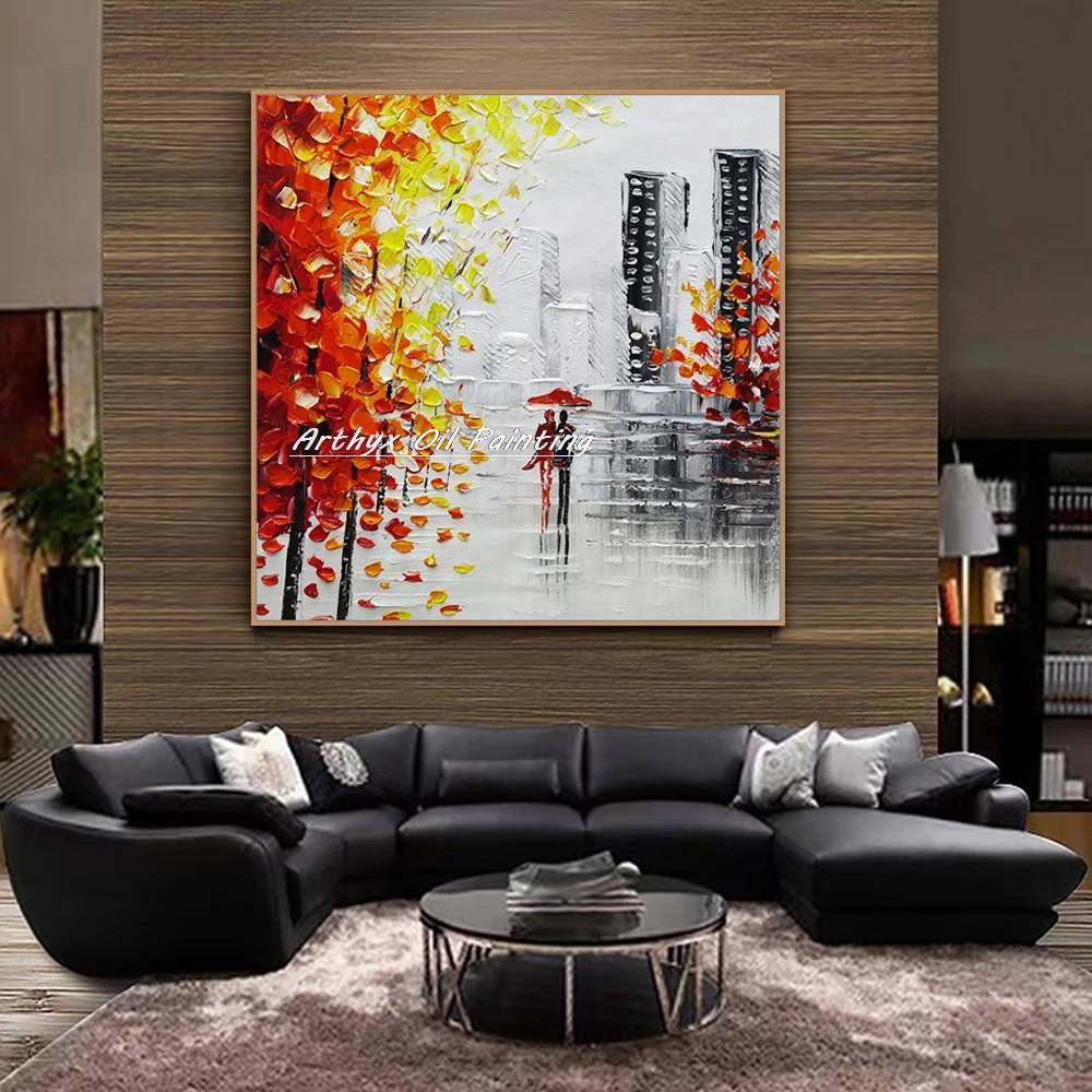 iks ręcznie malowany Nóż Plette городской пейзаж obrazy olejne na płótnie nowoczesny abstrakcyjny obraz ścienny z drzewa do