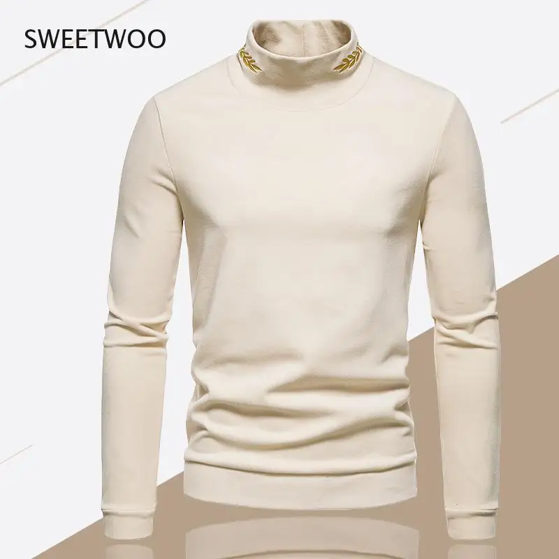 

Водолазка для мужчин, однотонный облегающий эластичный винтажный свитер, пуловер, мужская одежда на осень-зиму