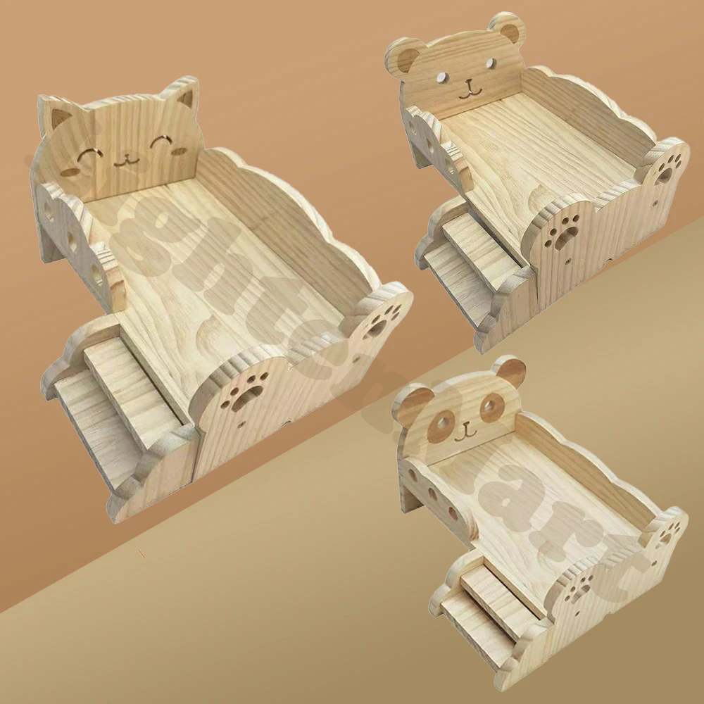 

Hamster Rabbit Cat Wooden Bed House Room Kitten Sleeping Accessories Toys