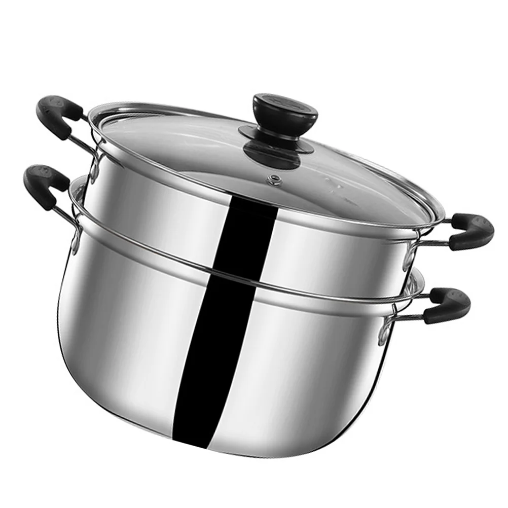 

Pot Steamer Steam Cooking Soup Stockcooker Vegetablecookwarelayer Steel Pan Saucepan Stainless Metal Nonstick Set Steamers Pots