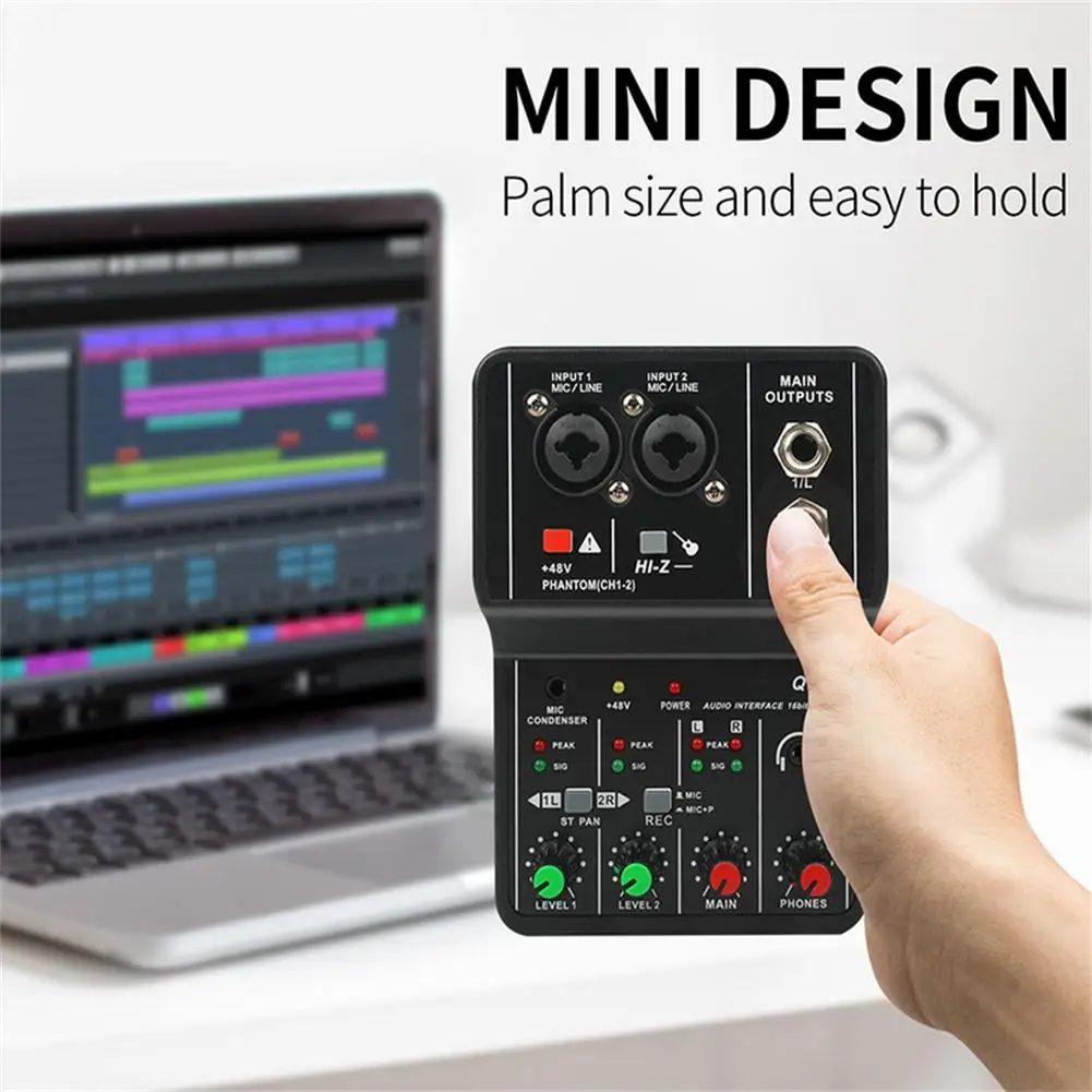 

Q12 Audio Interface Usb Sound Card Drive-free Portable Mini 2-way Mixer For Studio Singing Computer Recording Electric Guitar