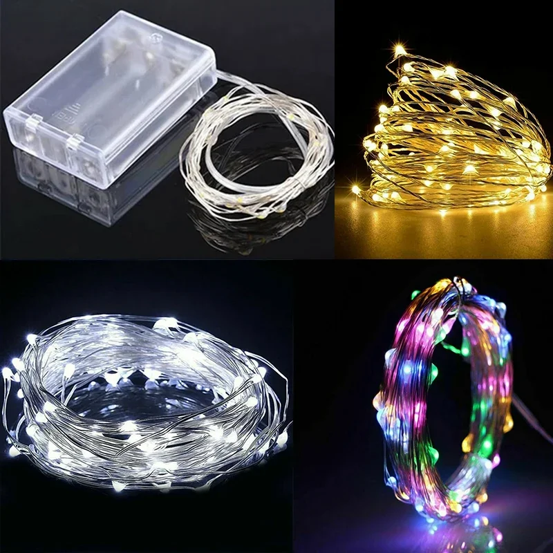 Сказочный светильник светодиодный гирляндный из медной проволоки 1/3/5/10 м на