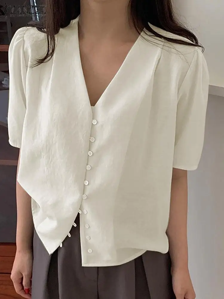 

Блузка ZANZEA женская с коротким рукавом и V-образным вырезом