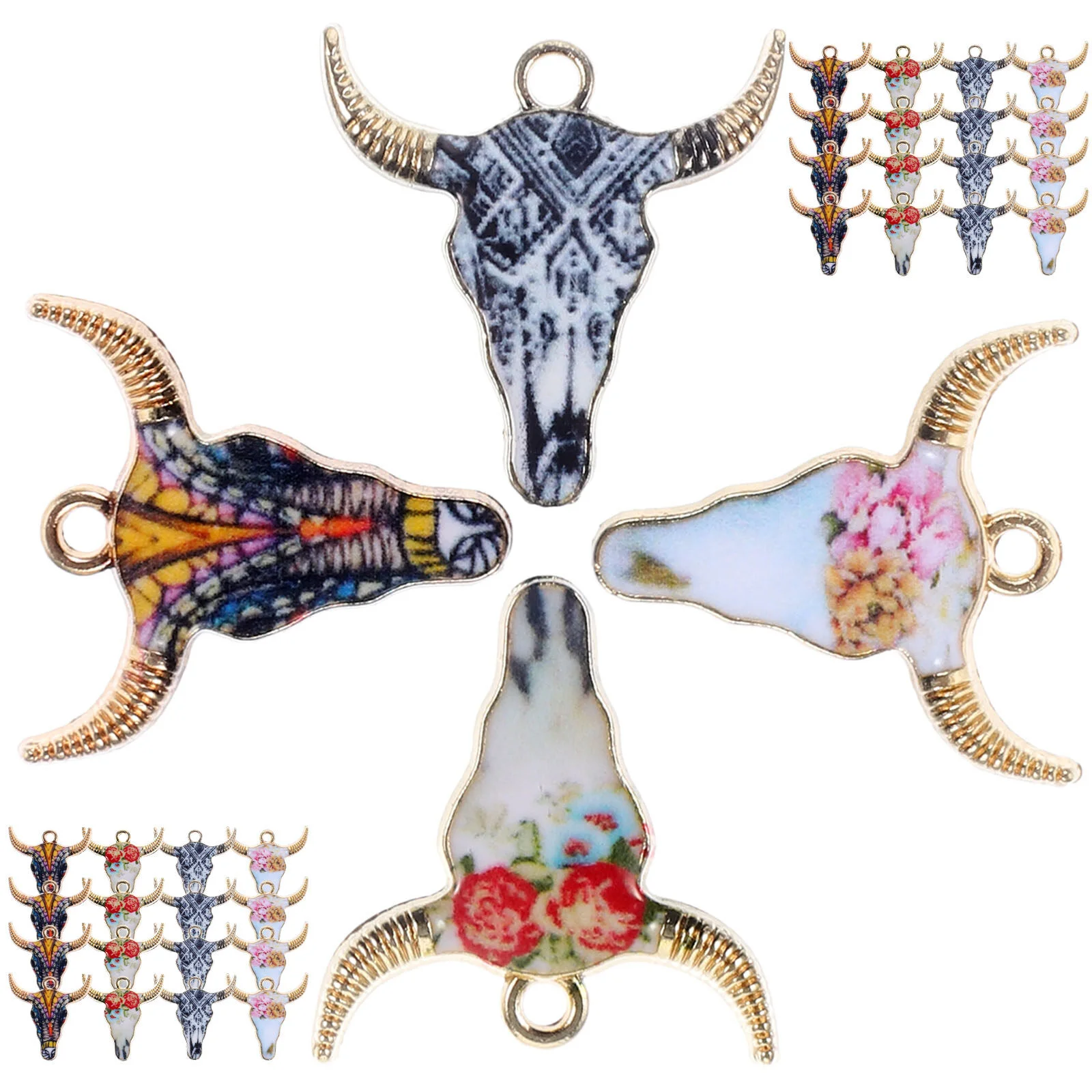 40 Pcs Key Chain Earring Charms Jewelry Making Metal Vintage Necklace Bulk Mini Keychain Bracelet Amulet Cow Earrings