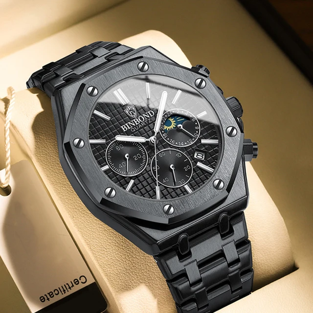 Chronograph Sport Wristwatch - Stainless Steel - Date Clock 1
