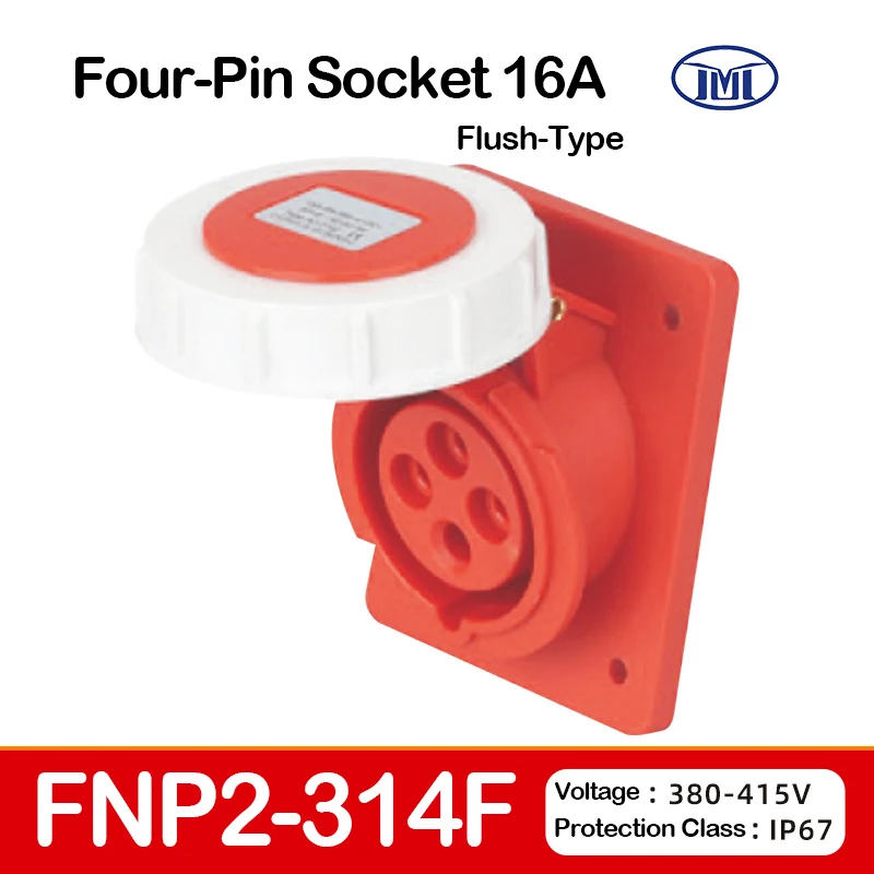 Встраиваемая промышленная розетка IP67 16a 32a настенная красная для морской розетки