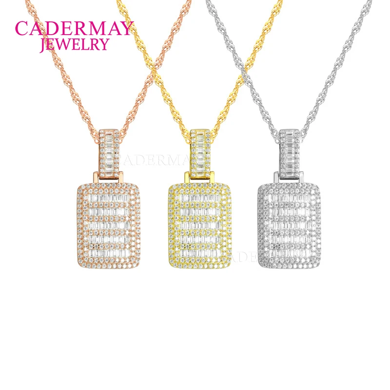 Ювелирные изделия в стиле хип-хоп серебро 925 пробы Iced Out VVS багетный кулон с