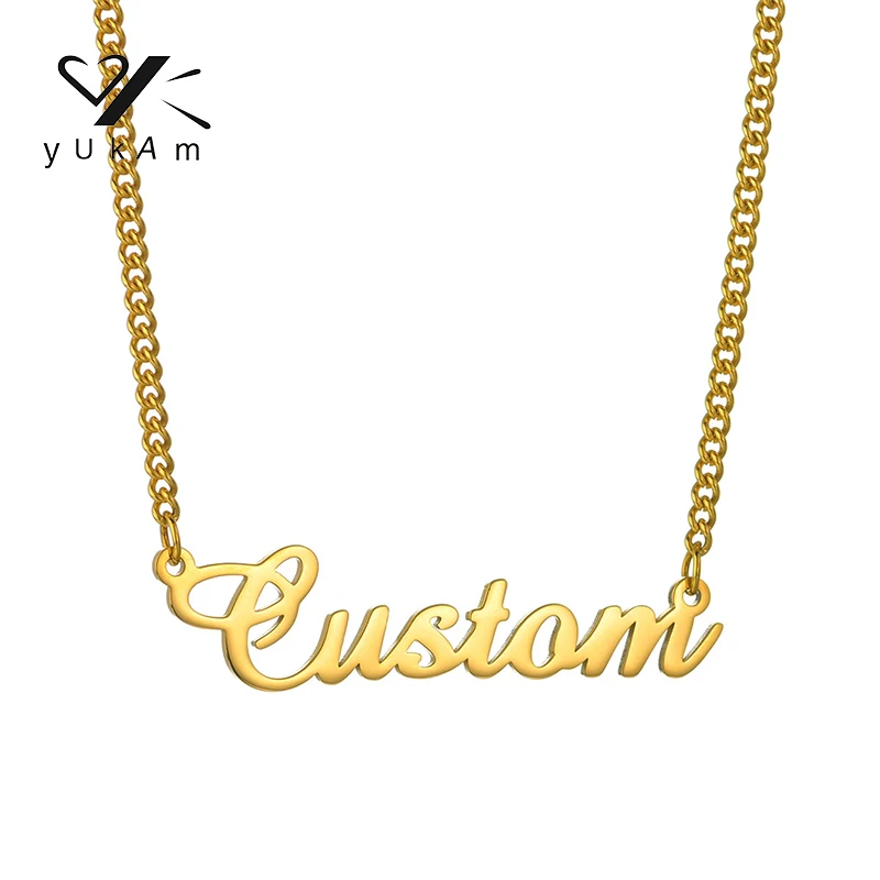 YUKAM Custom Necklaces Stainless Necklace Pendant Special Women Customized Customizable Name Jewelry Chains Personalised Gifts