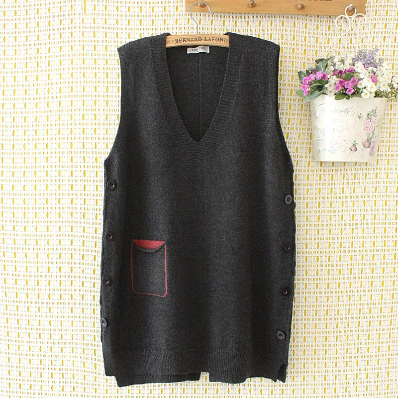 

Autumn Long Vest For Women Sleeveless Knitted Jacket Winter Warm Sweater Pullover Female Plus Size Loose Waistcoat Veste Femme